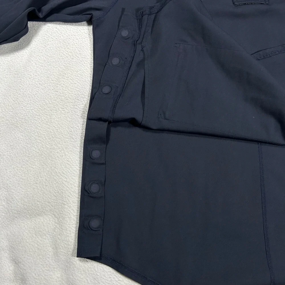BYLT Elite Fairway Pullover Mens XXL Navy Blue‎ Snap Neck Herringbone Trim
